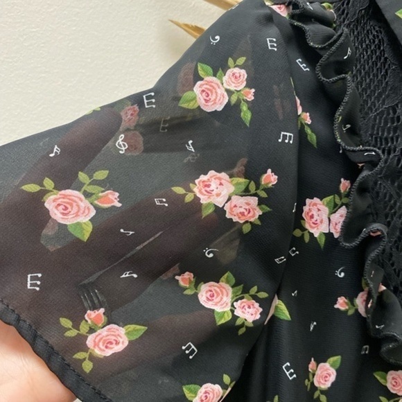 Hot Topic Darling Black Dress with Pink Roses - Picture 5 of 14